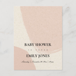 POSTAL DE INVITACIÓN MODERNO ABSTRACTO SOFT RUBOR PINK KRAFT BABY SHOWE