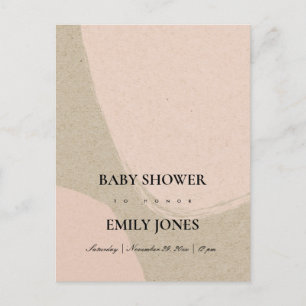 POSTAL DE INVITACIÓN MODERNO ABSTRACTO SOFT RUBOR PINK KRAFT BABY SHOWE