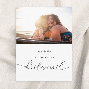 Postal De Invitación Moderno Elegante ¿Quieres Ser Mi Dama de Honor Fot