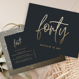 Postal De Invitación Moderno guión elegante de 40 años simple