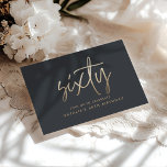 Postal De Invitación Moderno guión elegante de 60 años simple<br><div class="desc">Moderno cumpleaños 60 simple y elegante guión de oro y invitación geométrica de cumpleaños 60. Patrón de fondo geométrico moderno. Parte de una colección.</div>