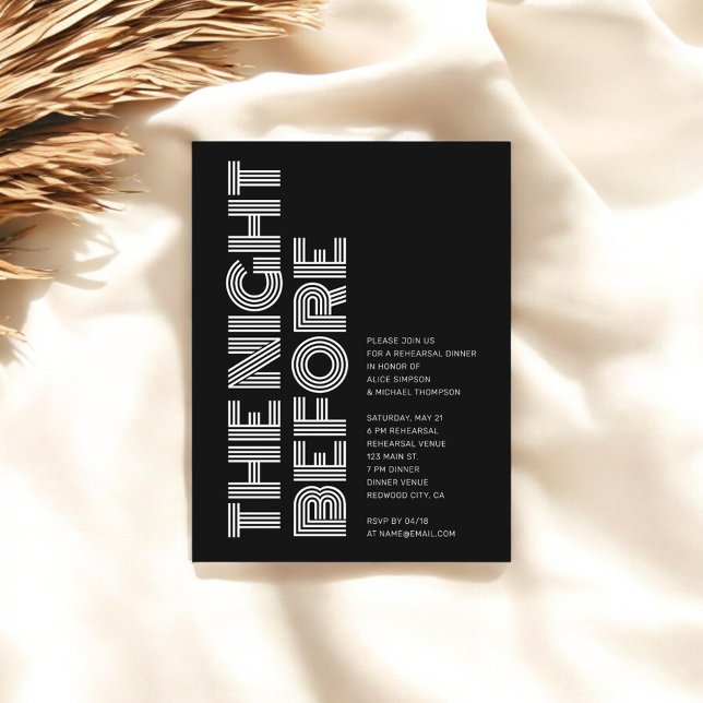 Postal De Invitación Moderno retro negrita ensayar cena negro (Subido por el creador)