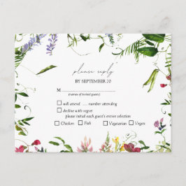 Postal De Invitación Moderno Summer Wildflower Watercolor Wedding RSVP