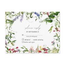 Moderno Summer Wildflower Watercolor Wedding RSVP