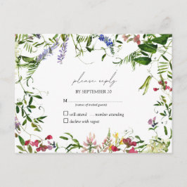 Postal De Invitación Moderno Summer Wildflower Watercolor Wedding RSVP