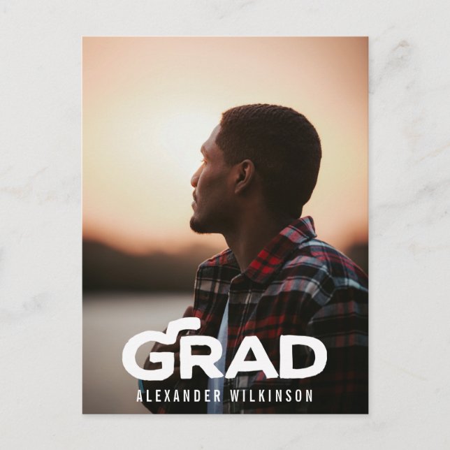 Postal De Invitación Moderno y negrita Script Partido de Graduación de  (Anverso)