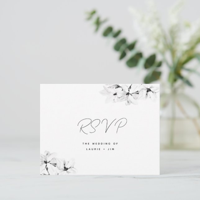 Postal De Invitación Moderno y simple Magnolias Boda RSVP Comida (Anverso de pie)