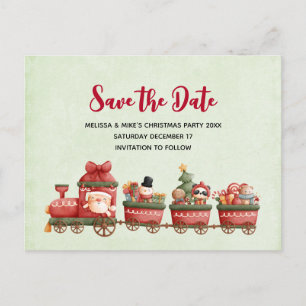 Postal De Invitación Monóculo tren vintage de Navidad con juguetes guar