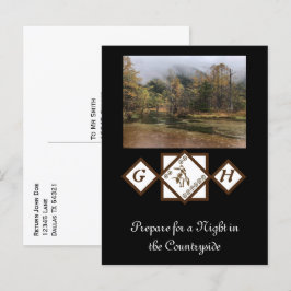 Postal De Invitación Monograma de Rodeo Bull Rider y Longhorn Photo