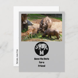 Postal De Invitación Monograma de silicona rinoceronte de unicornio