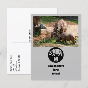 Postal De Invitación Monograma de silicona rinoceronte de unicornio