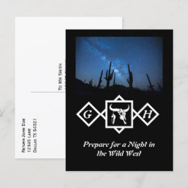 Postal De Invitación Monograma de silueta de cráneo blanqueada con toro