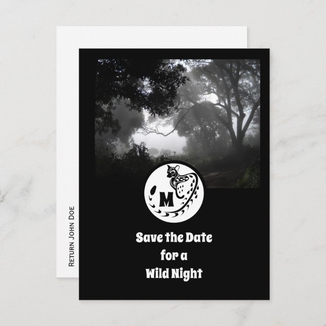 Postal De Invitación Monograma de silueta genética grande localizada (Anverso / Reverso)