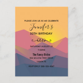 Postal De Invitación Montañas Rústicas Cumpleaños Geométrico Minimalist