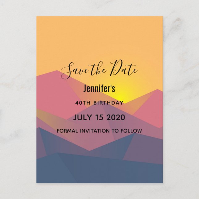 Postal De Invitación Montañas rusticas polígonos geométricos salvan la  (Anverso)