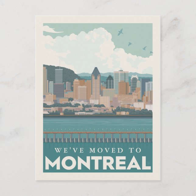 Postal De Invitación Montreal, Canadá | Nos hemos mudado (Anverso)