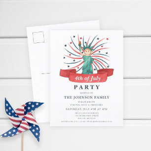 Postal De Invitación Monumento a la Libertad Patriótico Adorable Fiesta