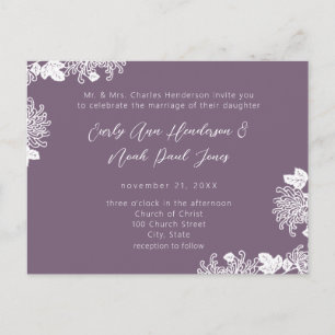 Postal De Invitación Moody Dark Purple Vintage Wild Flower Bloom