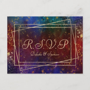 Postal De Invitación Moody Ombre   Tono de jeta oscura Tone Gold Stars