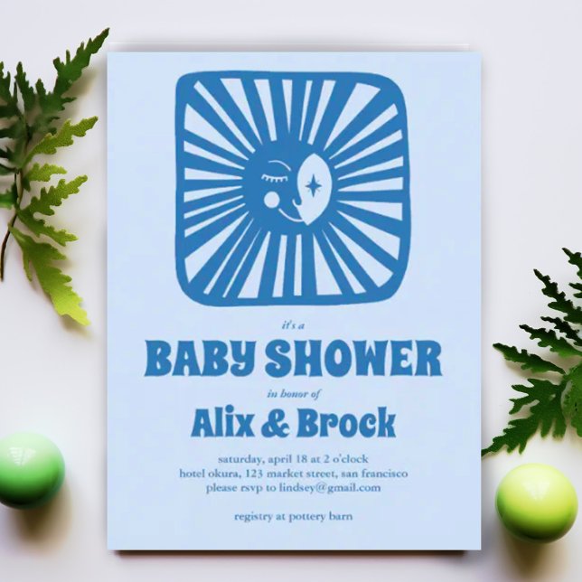 Postal De Invitación Moon Glow Boho Modern Cute Personalizado Baby Show (Cute moon theme baby shower invitation postcard. Customize with your own text)