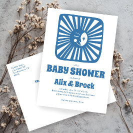 Postal De Invitación Moon Glow Boho Modern Cute Personalizado Baby Show