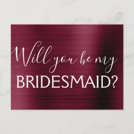 Postal De Invitación Morado Borgoña elegante serías mi dama de honor