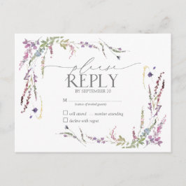 Postal De Invitación Morado Flor de Flor Floral Boda de Agua RSVP