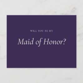 Postal De Invitación Morado Medianoche ¿Serás Mi Dama de Honor?