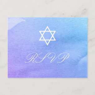 Postal De Invitación Morado y Verde azulado Bat Mitzvah RSVP