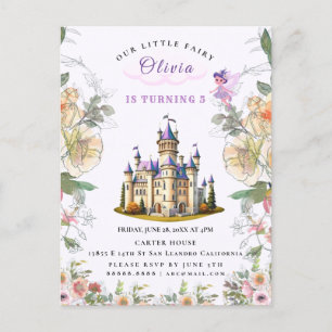 Postal De Invitación Morple Castle Fairytale tema del cumpleaños con ha