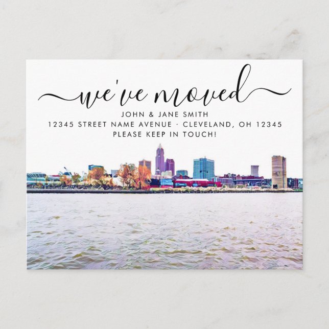 Postal de Invitación móvil Cleveland Skyline (Anverso)
