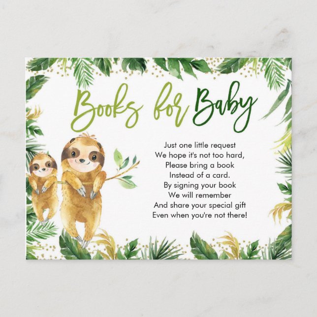 Postal De Invitación Muchacho tropical Slots Baby Shower Libros para be (Anverso)