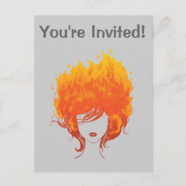 Postal De Invitación Mujer pelirroja, pelo rojo