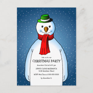 Postal De Invitación Muñeco de Nieve Alegre