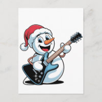 Muñeco de nieve tocando guitarra eléctrica Santa N