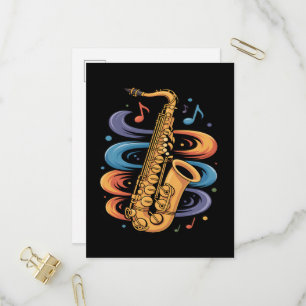 Postal De Invitación Música de Saxofón Colorida Flujo Instrumento de Ja
