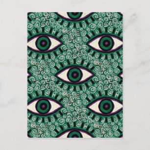 Postal De Invitación "Mystic Emerald Eyes" - Psychedelic Swirl Seamless