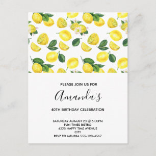 Postal De Invitación Nacimiento del patrón acuático de los lemas amaril