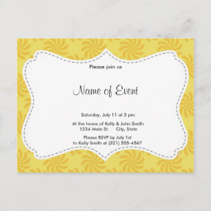 Postal De Invitación Naranja Amarillo Swirl; Giro De Primavera