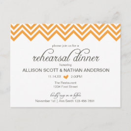 Postal De Invitación Naranja Chevron Ensayo Cena Invitar Postcard