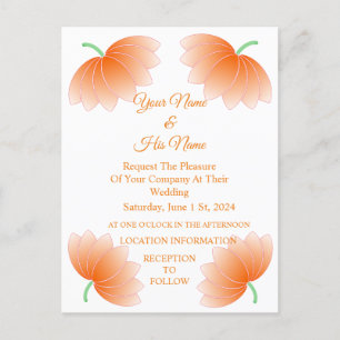 Postal De Invitación Naranja Lotus Blossom Flowers Thunder_Cove