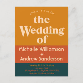 Postal De Invitación Naranja Peacock Moderno Retro