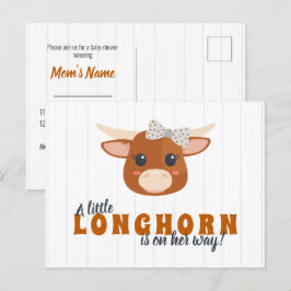 Postal De Invitación Naranja quemada por Longhorn, niña bebé, Baby Show