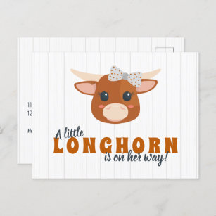 Postal De Invitación Naranja quemada por Longhorn, niña bebé, Baby Show