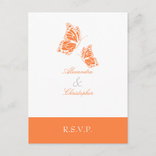 Postal De Invitación Naranja simple mariposa RSVP 2