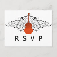 Naranja Swirls Guitar RSVP Postcard