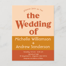 Postal De Invitación Naranja Terracotta Retro Moderno