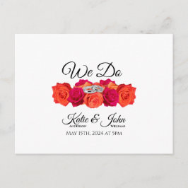 Postal De Invitación Naranja y flores y brillantez rosadas- RSVP-