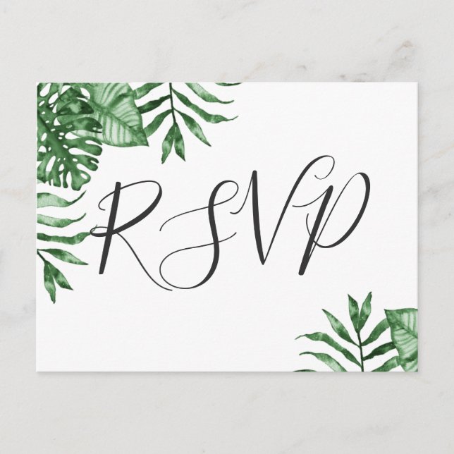 Postal De Invitación Naturaleza tropical rústica Boda de vegetación bot (Anverso)