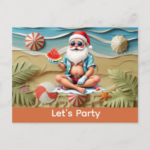 Postal De Invitación Navidad en Julio con SANTA CLAUS Papel de Regalo